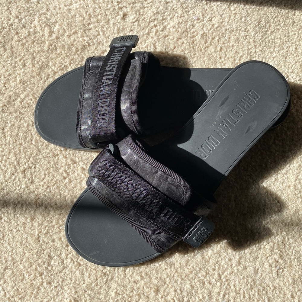 Christian Dior Black Camouflaged Evolution Slide Sandals size 40